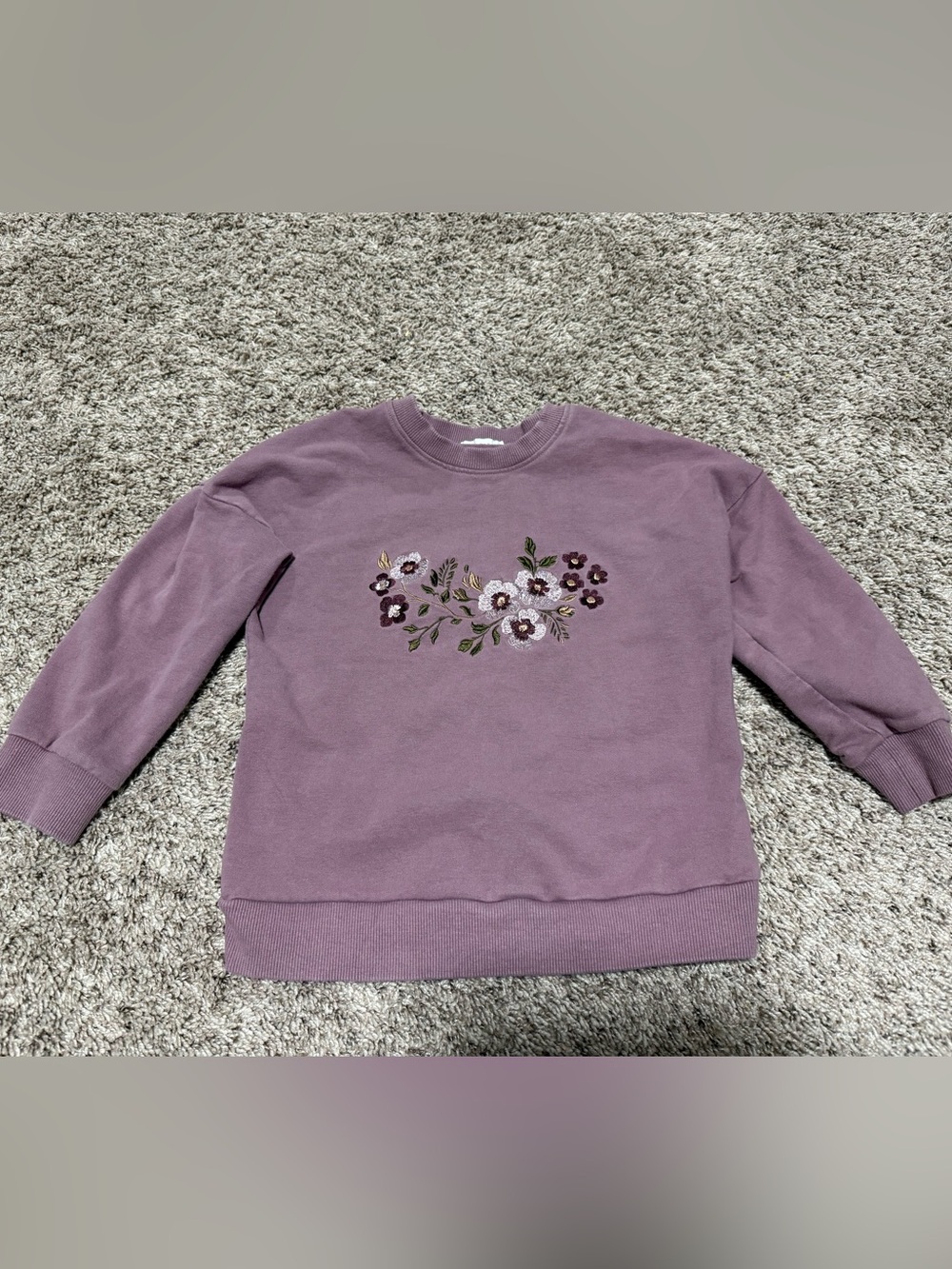 Jamie Kay Mauve Floral Embroidered Crew Sweatshirt